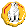 Logo with a polar bear on a yellow background