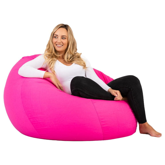coco cotton beanbag chair 104cm in pink with lady posing