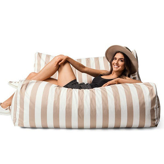 Costa Luxe Bean Bag Lounger Taupe Stripes