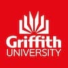 Griffith University logo on a red background