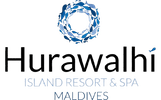 Hurawalhi Island Resort & Spa logo with a blue and white design.