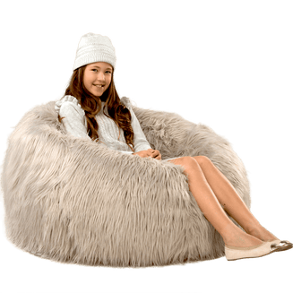Kids Cloud Grey Fur Bean Bag Bean Bags R Us